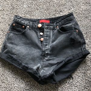 black jean shorts
